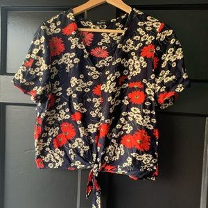 Floral tie front shirt